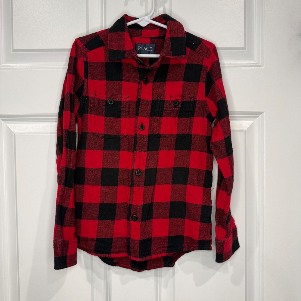 The Childrens‎ Place Kids Buffalo Plaid Flannel Button Down Shirt Size 5/6
